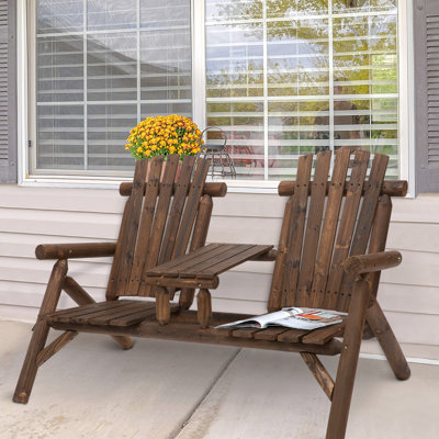 2 Wooden Chair With Table By , Patio For Backyard, Deck, Porch - Comfy Outdoor Fire Pit Seating And Mesmerizing Backyard