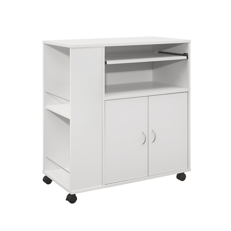 Îlot de cuisine sur roulettes 30 "avec armoire de rangement Armira, Blanc