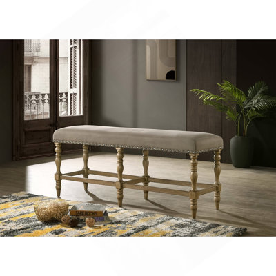 Banc rembourré à hauteur de comptoir en microfibre avec finition cloutée Birmingham