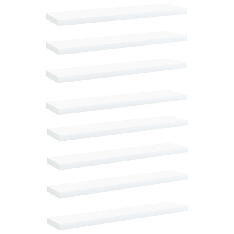 Bookshelf Boards 8 pcs Engineered Wood, White, (8 Shelves) 0.59" H x 15.75" W x 3.94" D