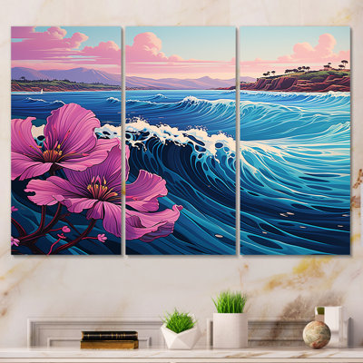 Blue And Purple Catching Waves In Japan - Japan Wall Art