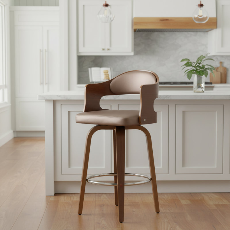 Blanco Swivel Upholstered Counter Stool, Copper