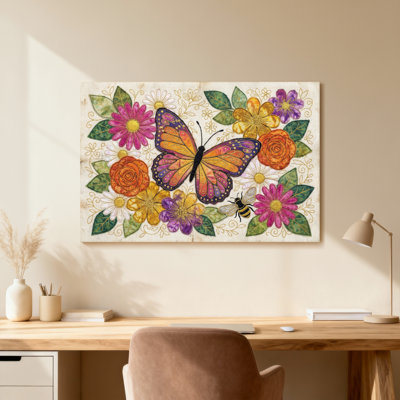 Animaux, papillon, fleurs, abeilles, motif artistique