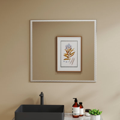 Bathroom Mirror - 32-Inch Aluminum Silver, Clear View, Frame, Easy Installation