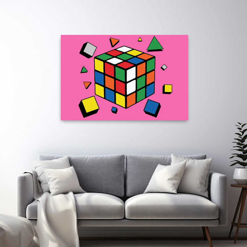 Art mural rétro classique rétro Rubiks, H 32 po x l 48 po