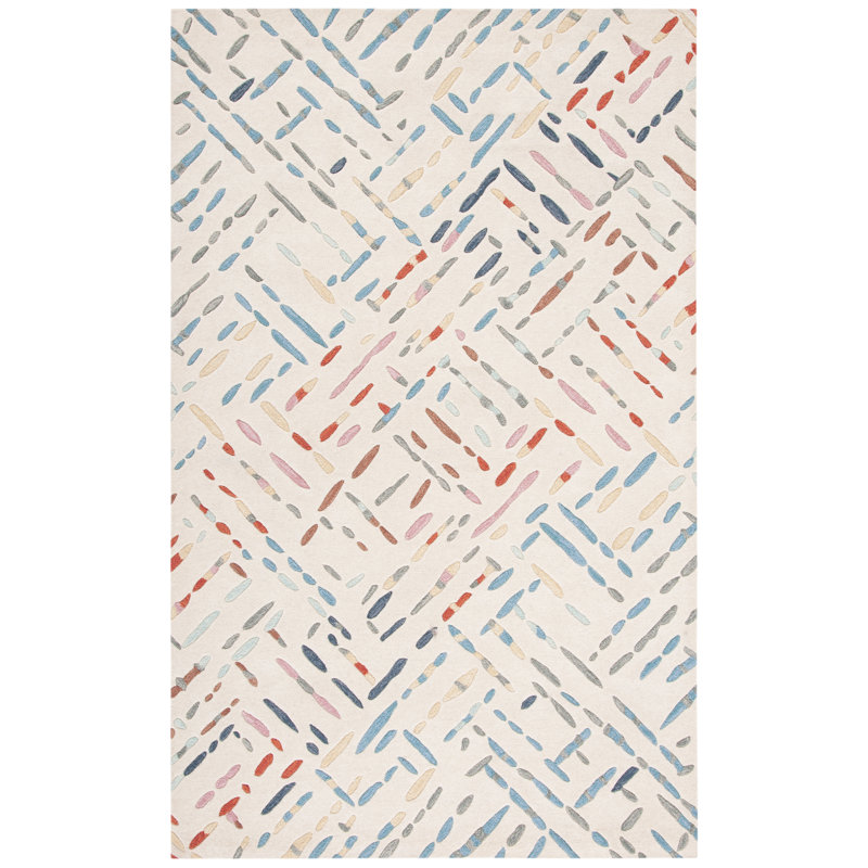 Meteo Rindelt Rug In Ivory & Multi, Rectangle 61 x 91 cm