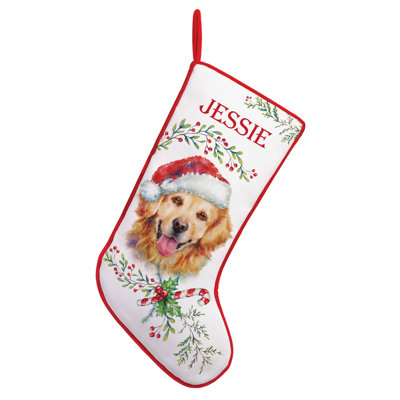 Santa Hat Dog Breed Red Trim Stocking