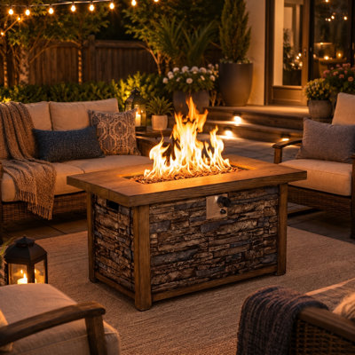 48 inch 50,000 BTU Outdoor Propane Fire Pit Table with TerraFab Finish and Adjustable Flame