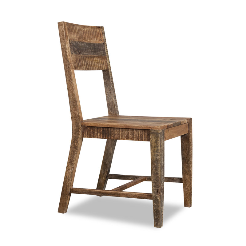 Chaise d’appoint à dossier en échelle en bois massif Geren brun clair