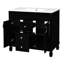 Élégant meuble-lavabo de salle de bain 36 po, armoire à miroir noire avec lavabo, 2 portes et tiroirs, décoration élégante et élégante