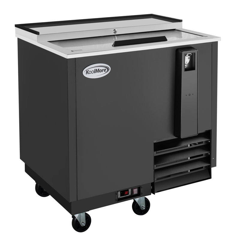 Glacière commerciale 36 po en noir avec ouvre-bouteille intégré, homologué ETL, 9 pi³ pi (km-boc36-bk), Noir