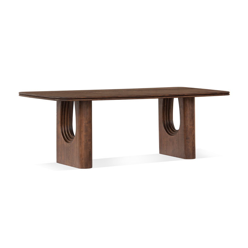 Brown Reclaimed Wood Rectangular Dining Table with Arched Legs