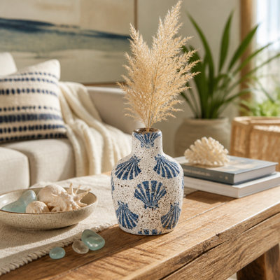 Vase en céramique à motif de coquillages côtiers Coastal