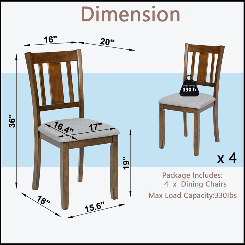 Ensemble de chaises de salle à manger pour 4 avec siège rembourré, finition noyer, confortable et élégant pour les salles à manger modernes