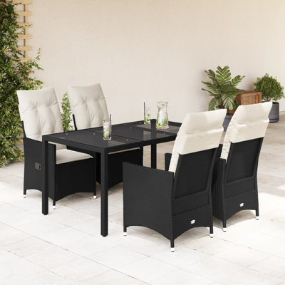 Ensemble de salle à manger de jardin noir, crème