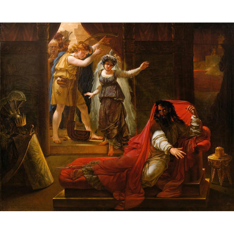 "David jouant de la harpe pour le roi Saul" par Antoine-Jean Gros - Art mural sur toile tendue avec châssis