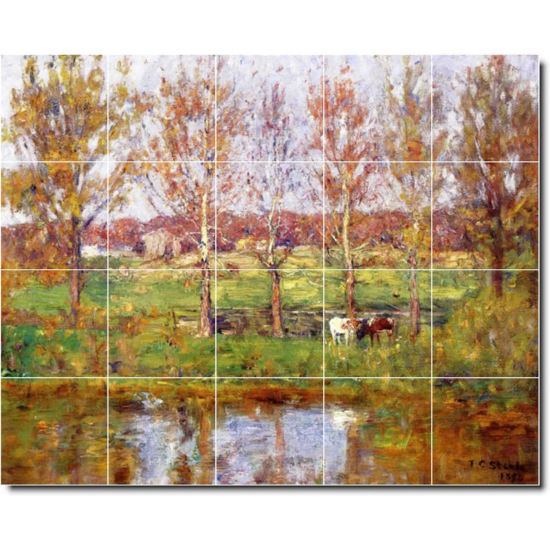 Carrelage mural décoratif en céramique 30 po x 24 po 6 po x 6 po, Theodore Steele, peinture de campagne W08367