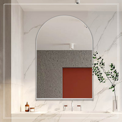 24X36 Inch Arched Recessed Medicine Cabinet, Metal Framed Bathroom Wall Cabinet With Mirror And Adjustable Shelves, Wall Mirror With Storage For Bathroom