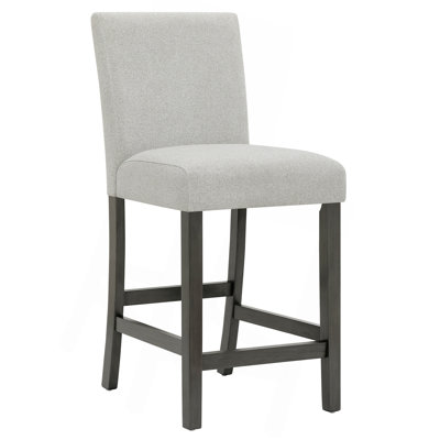 Ensemble de salle à manger 6 pièces 60 po à hauteur de comptoir 6 pièces avec tablette de rangement, chaises et banc rembourrés gris clair