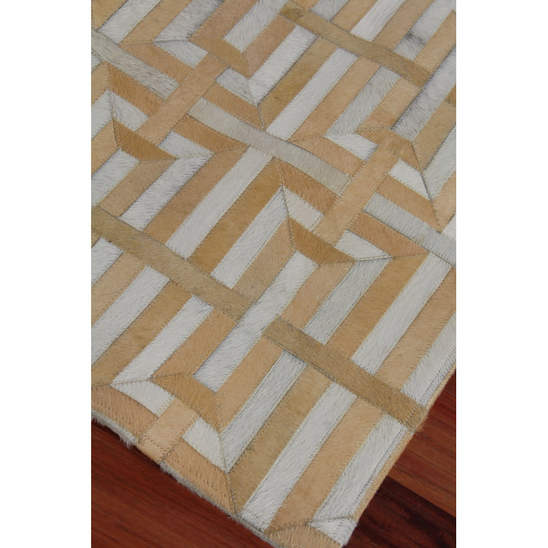 Natural Hide Cowhide Geometric Area Rug, Rectangle 8' x 11'