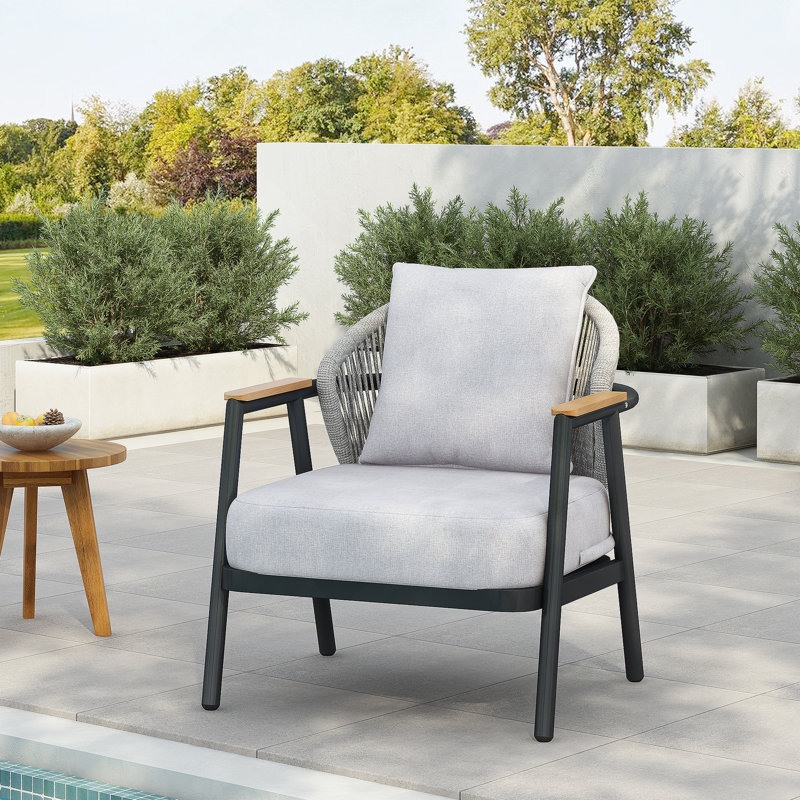 Fauteuil club d'extérieur avec corde et coussin