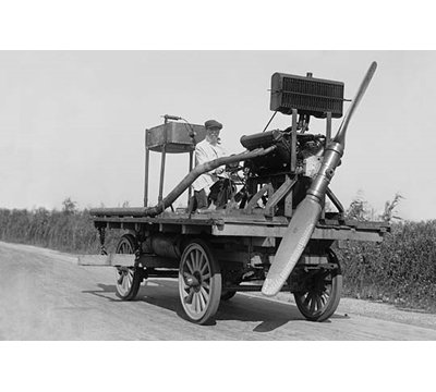 " Wheeled Vehicle With Mounted Propeller "