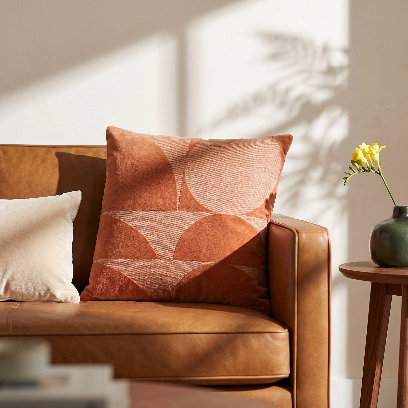 Joshelin 20" x 20" Embroidered Throw Pillow, Orange