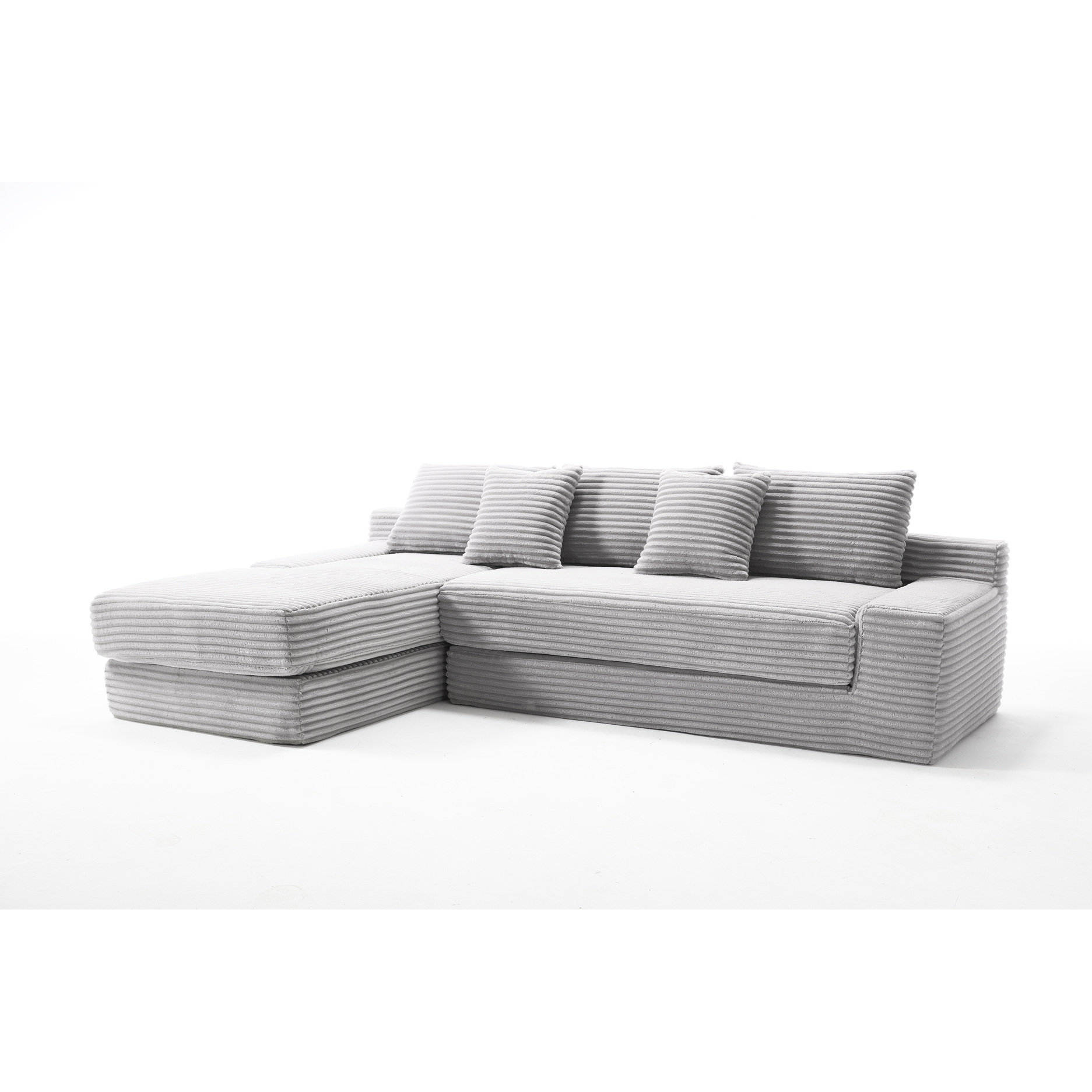 Latitude Run® No Assembly L-Shaped Sectional With Corduroy Textile ...