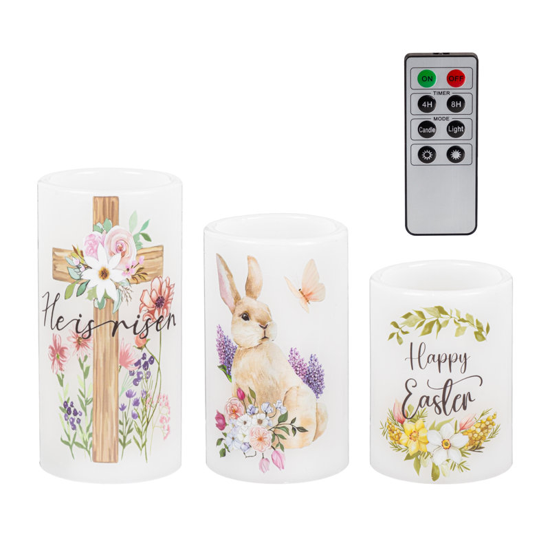 Ensemble de 3 bougies en cire de Pâques DEL