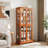 Vintage Curio Display Cabinet With Glass Doors - Antique Showcase For Collectibles, Four Adjustable Shelves, E26 Bulb Included, Perfect For Home & Office Decor