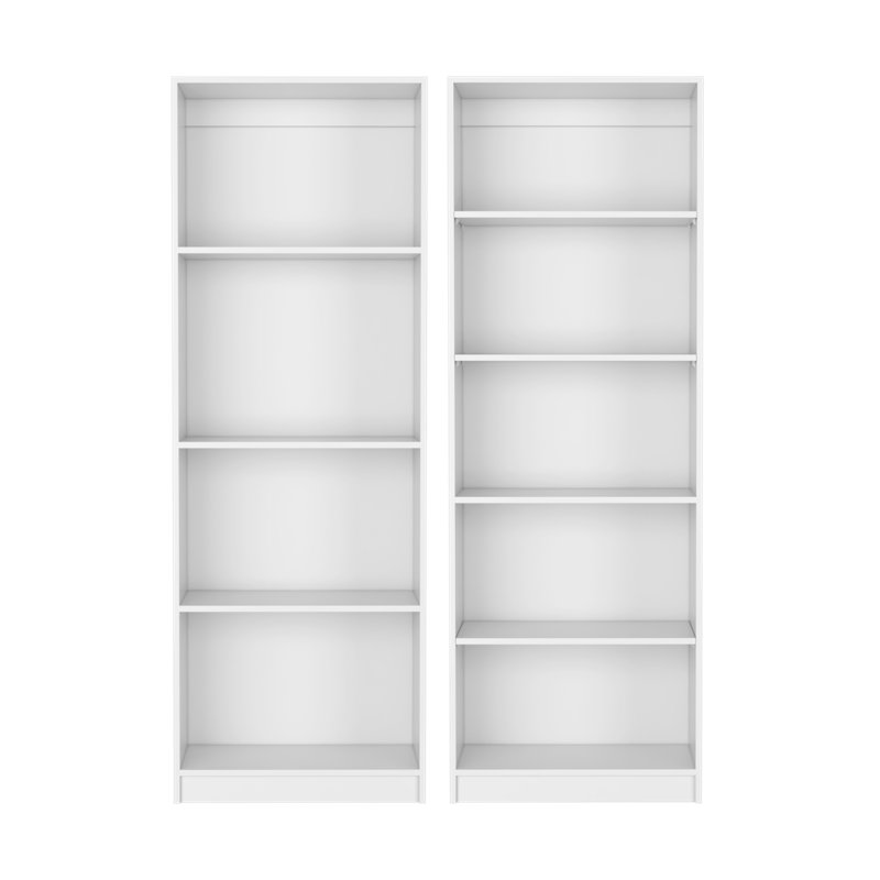 Ensemble de salon 2 pièces noir avec 2 bibliothèques, H 71,7 po x l 24,7 po x P 11,7 po, Blanc