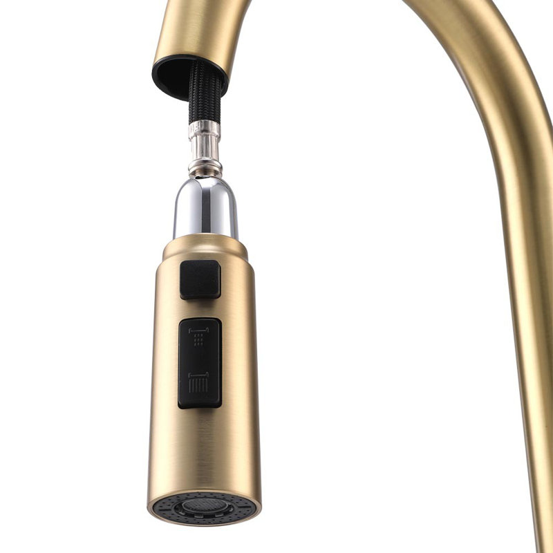 Living And Home Pull Down Kitchen Faucet, Gold