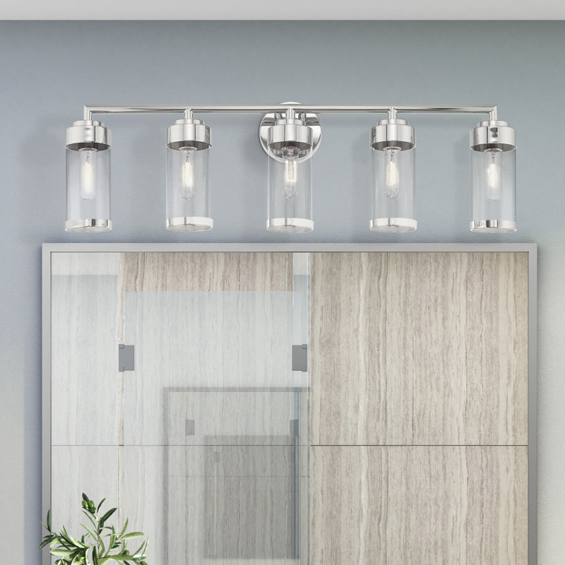 Éclairage de salle de bain à intensité variable 5 lumières Binghamton, Chrome poli