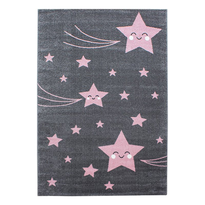 Hooked Pink/Grey Rug