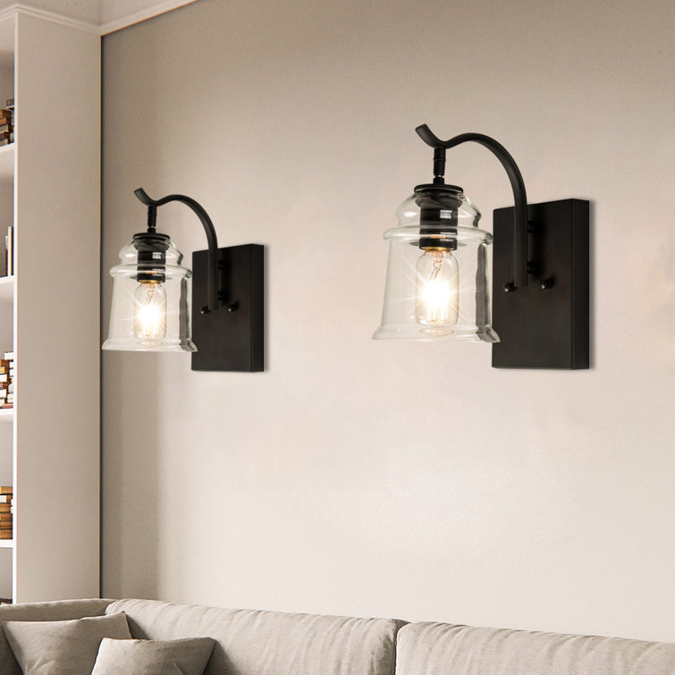 Gimbya 1 - Light Dimmable Antique Black Armed Sconce