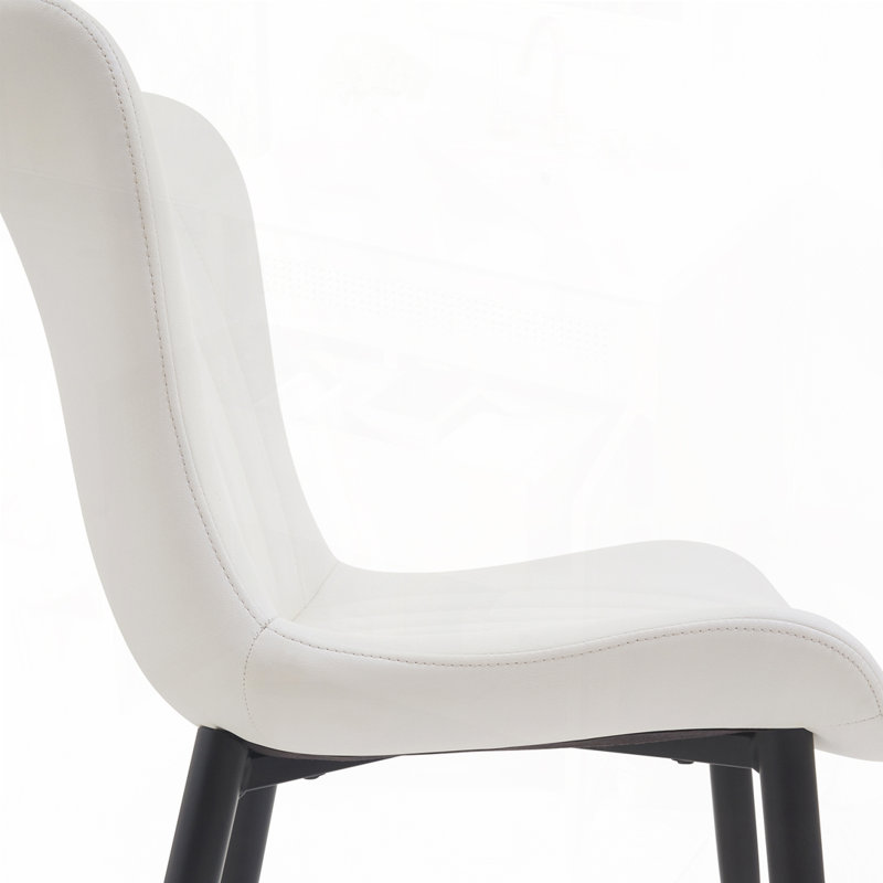 Ensemble de 2 chaises de salle à manger blanc crème: similicuir de style Mid-Century moderne pour la cuisine, la salle à manger, le salon et la réception