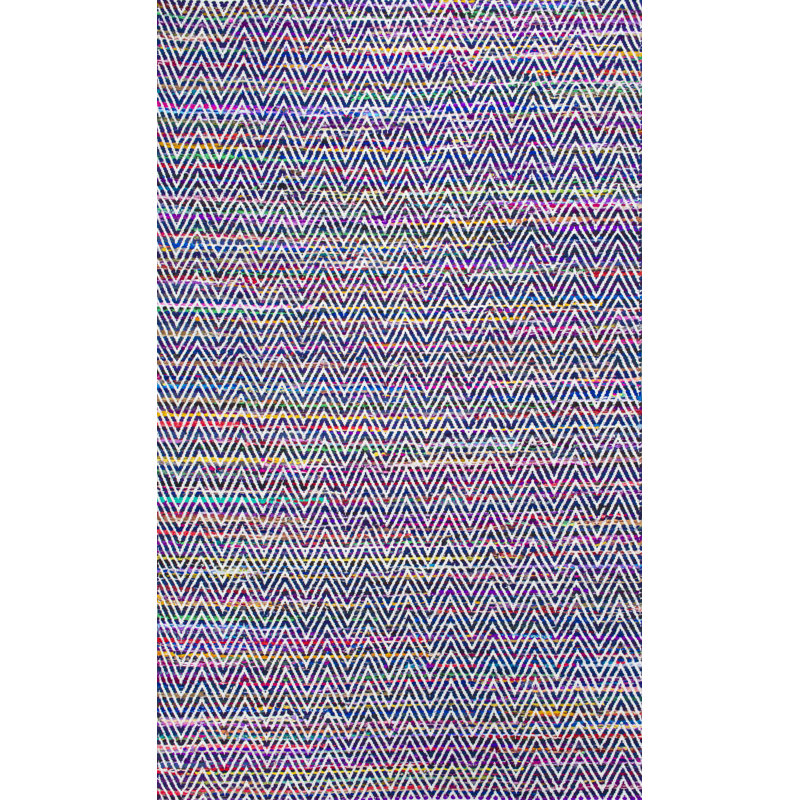 Ayaan Chevron Cotton Hand Woven Area Rug, Rectangle 91 x 152cm