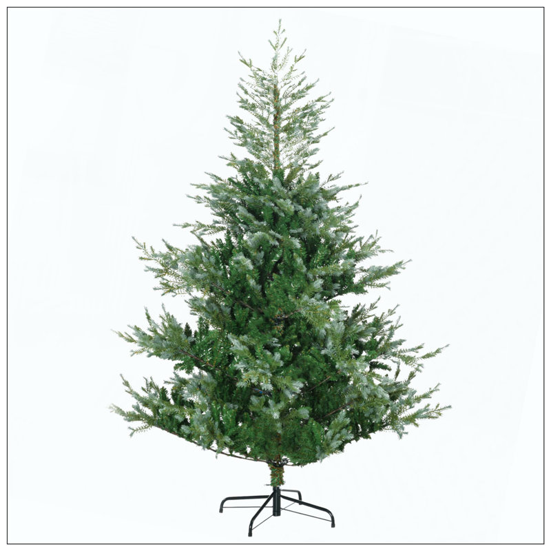 Arbre de Noël artificiel avec ouverture automatique, base en acier, forme large, branches faciles à façonner, H 5,9 pi, Vert