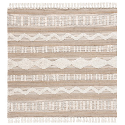 Atalee Natural Fiber Flat Weave Jute/Wool/Cotton Geometric Rug in Natural/Ivory