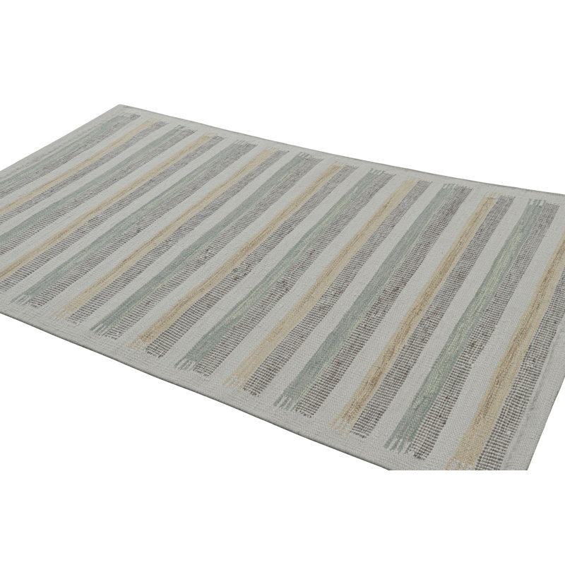 Scandinavian Hand Knotted Wool Geometric Area Rug, Rectangle 9' x 12'