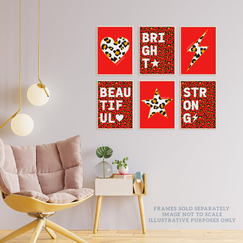 Leopard Pattern Bold Shapes Beautiful Bright Strong - 6 Piece No Frame Print Set, 29.7cm H x 21cm W x 0.4cm D