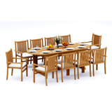 6 Seats 7 Pcs Grade-A Teak Wood Dining Set: 94" Mas Oval Trestle Leg Table And 6 Cahyo Stacking Arm Chairs #11CH2306
