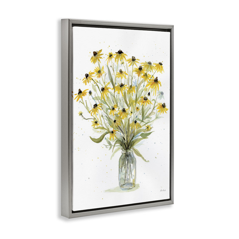 Toile flottante encadrée Susans aux yeux noirs par Patti Bishop, Cadre flottant gris lustré, H 31 po x l 21 po