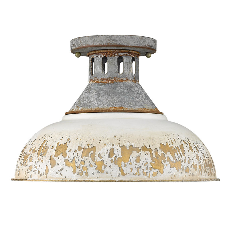 Plafonnier encastré 1 lumière 14 po Mercado, Ivoire antique
