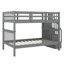 Lit superposé double au-dessus de double, structure de lit superposé en bois avec escalier, lit superposé avec rangement et garde-corps pour garçons adultes-1983639731