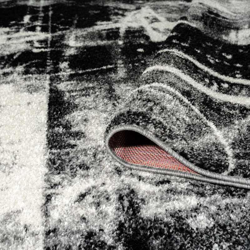 Stourbridge Abstract Area Rug in Black, Rectangle 5'3" x 7'6"