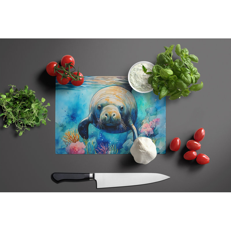 Manatee Glass Cutting Board Large