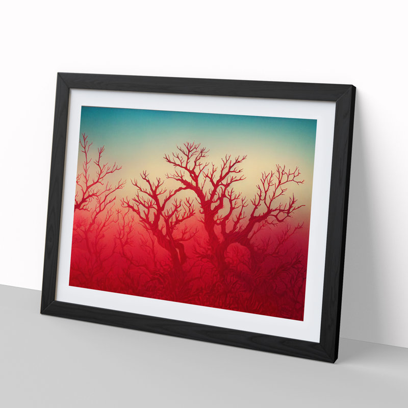 XH1022-2347X Coral Reef Art - Single Picture Frame Print, 46cm H x 64cm W x 2cm D, Black