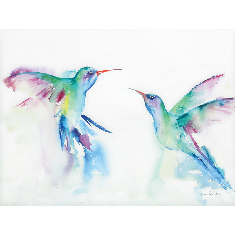«Hummingbirds I» par Aimee Del Valley, reproduction sur toile tendue, H 18 po x l 24 po