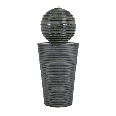 Velistra Tall Striped Concrete Column Fountain With LED Light